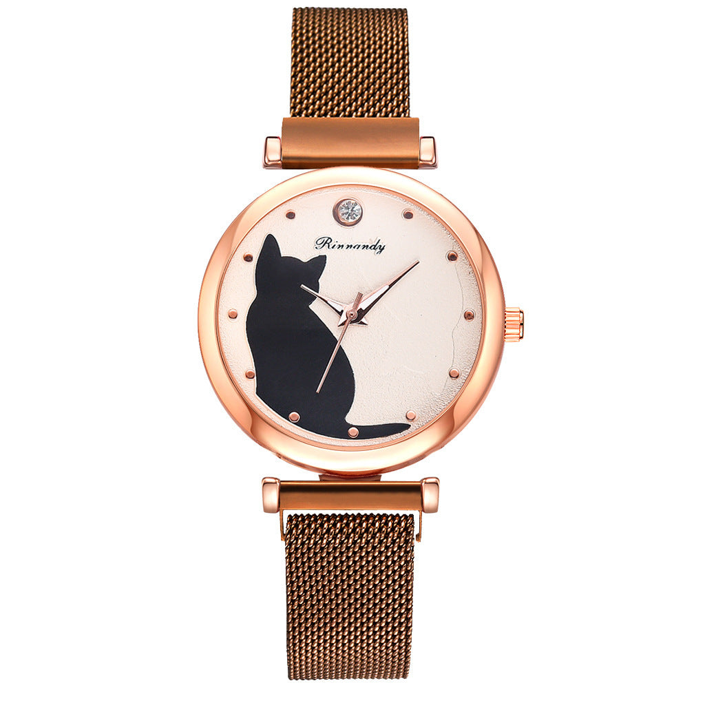 Women's cat watch bracelet set - FASHIONKULTUR