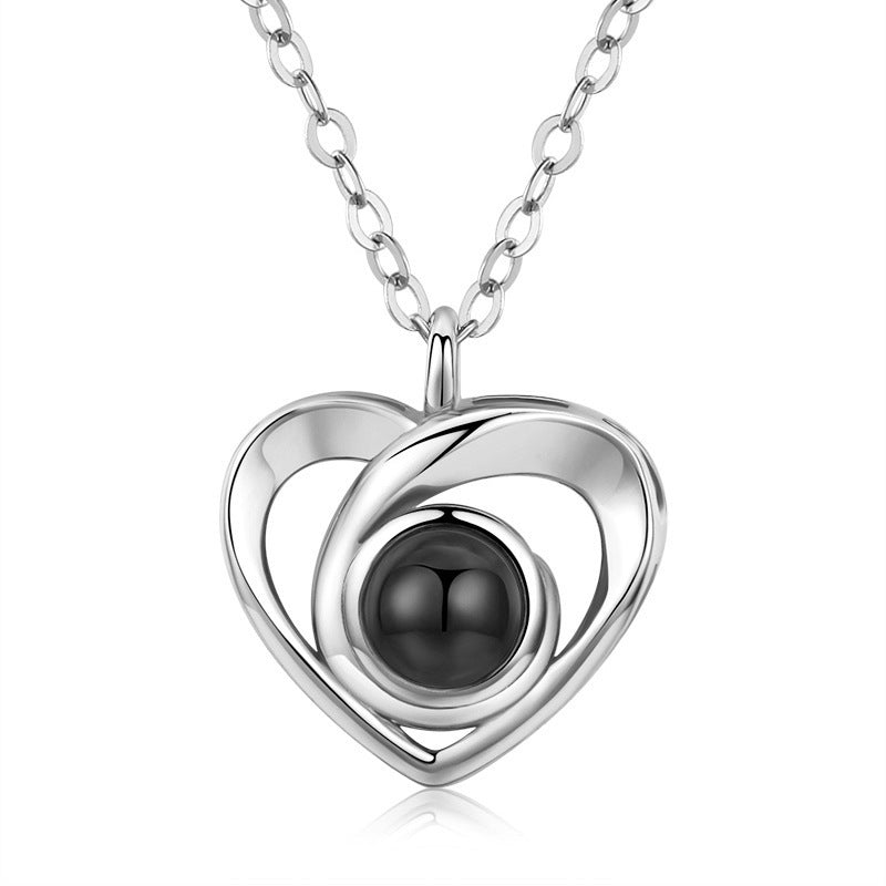 S925 Silver Romantic Photo Projection Necklace Heart Shaped Pendant Necklace - FASHIONKULTUR