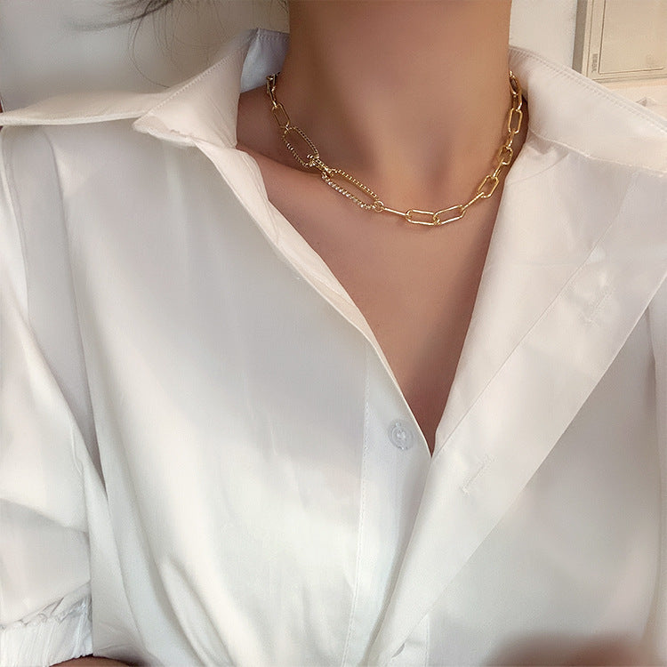 Cold Wind Zircon Metal Chain Necklace Fashion - FASHIONKULTUR