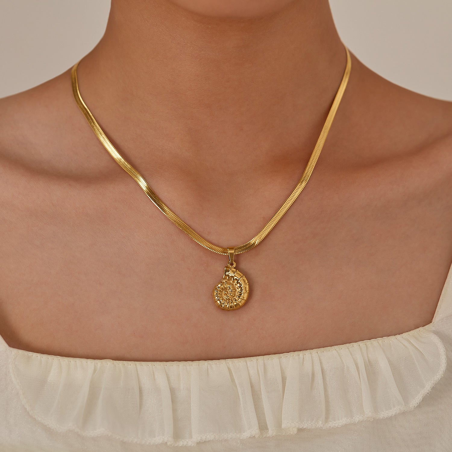 Ocean Series Stainless Steel Conch Shape Hundred Clavicle Chain - FASHIONKULTUR