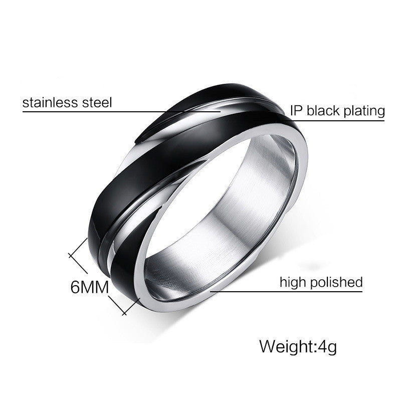 Black Titanium Steel Twill Men's Ring - FASHIONKULTUR