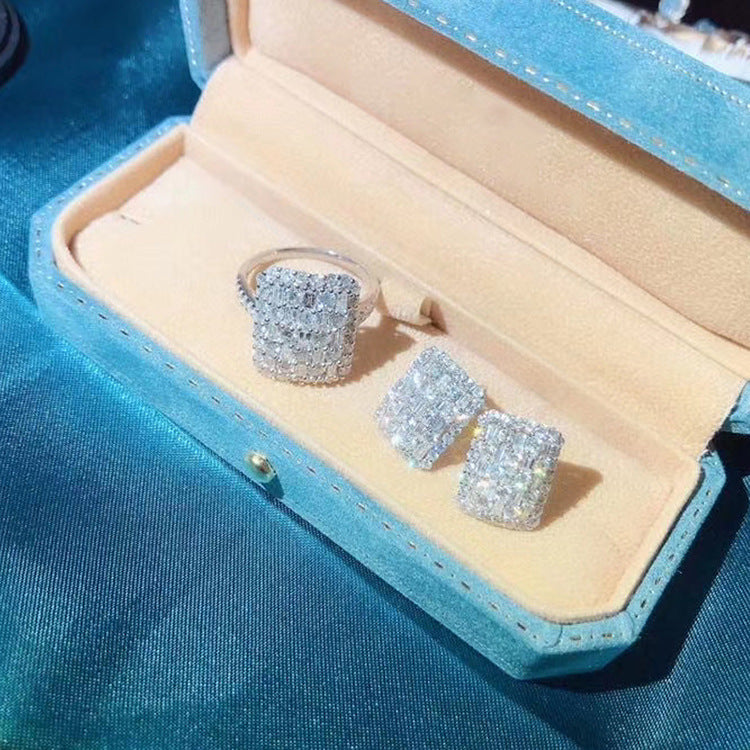 Ring Luxury Exaggerated Ladies Zircon 2-Piece Set - FASHIONKULTUR
