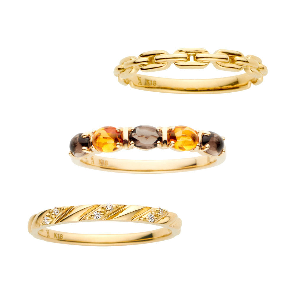 Natural Citrine Amethyst Three-Piece Ring - FASHIONKULTUR