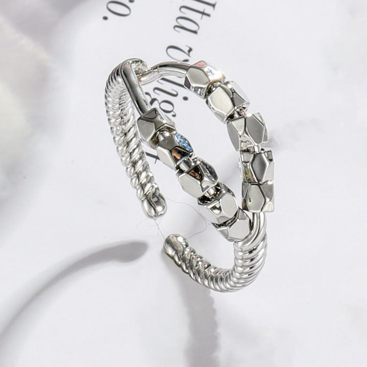 Rotating Ring Simple Vintage Two Layer Cross - FASHIONKULTUR