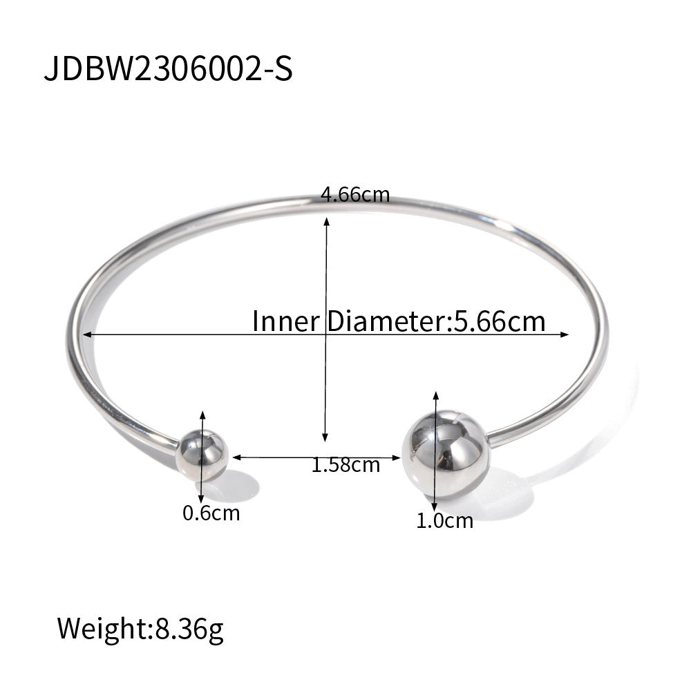 Stainless Steel Irregular Texture Spherical Open-ended Bracelet - FASHIONKULTUR