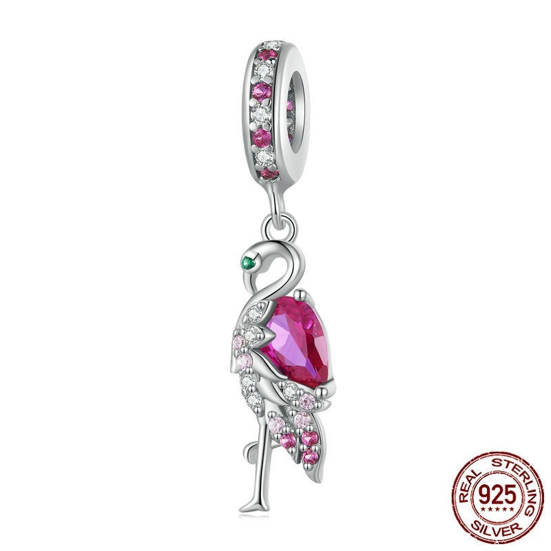 S925 Cute Flamingo DIY Loose Bead Jewelry Beads - FASHIONKULTUR