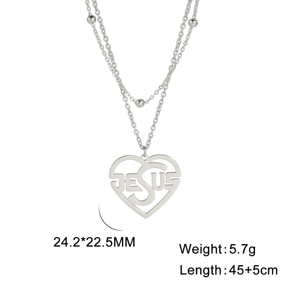 Cross Female Men's Stainless Steel Pendant Necklace - FASHIONKULTUR