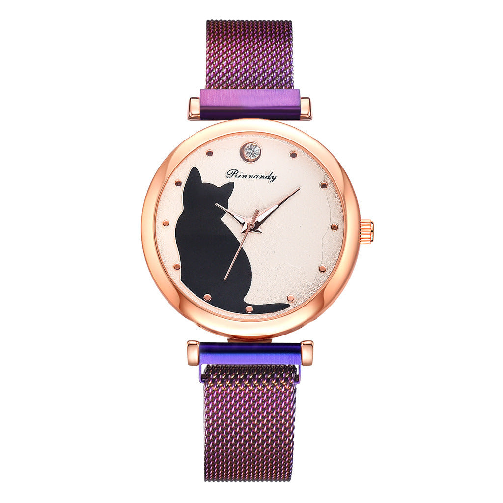 Women's cat watch bracelet set - FASHIONKULTUR