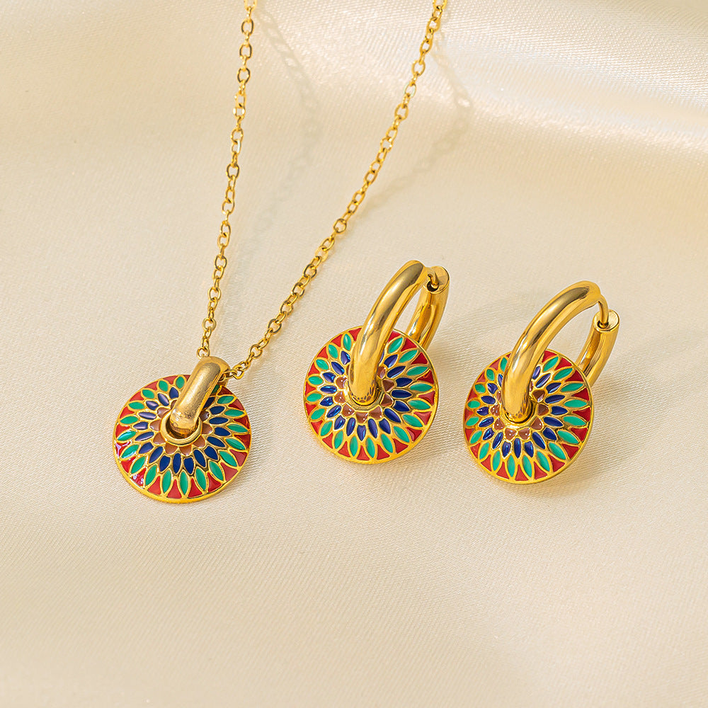 Stainless Steel Necklace Earrings Women's Jewelry Suit - FASHIONKULTUR