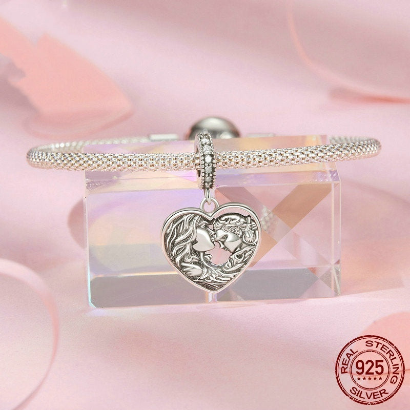 Mother And Daughter Love Sterling Silver Beads Ornament - FASHIONKULTUR