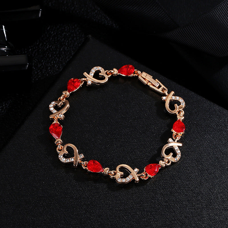Hollow Love Bracelet With Rhinestones Fashion Temperament Heart-shaped Bracelet For Valentine's Day Gift - FASHIONKULTUR