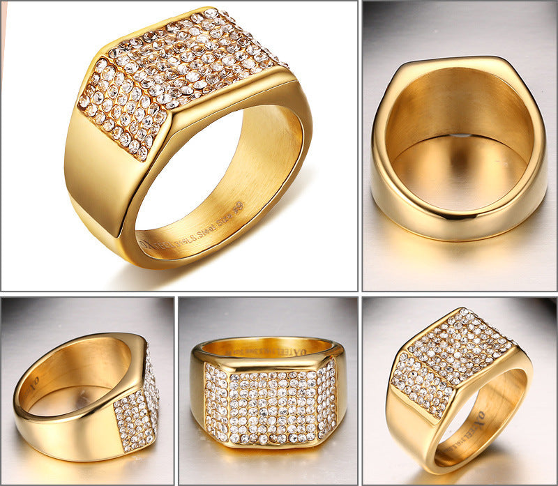 Titanium steel diamond men's ring - FASHIONKULTUR