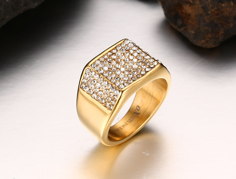 Titanium steel diamond men's ring - FASHIONKULTUR