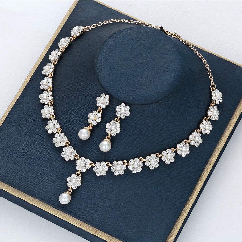 Creative Pearl Necklace Earrings Jewelry Set - FASHIONKULTUR
