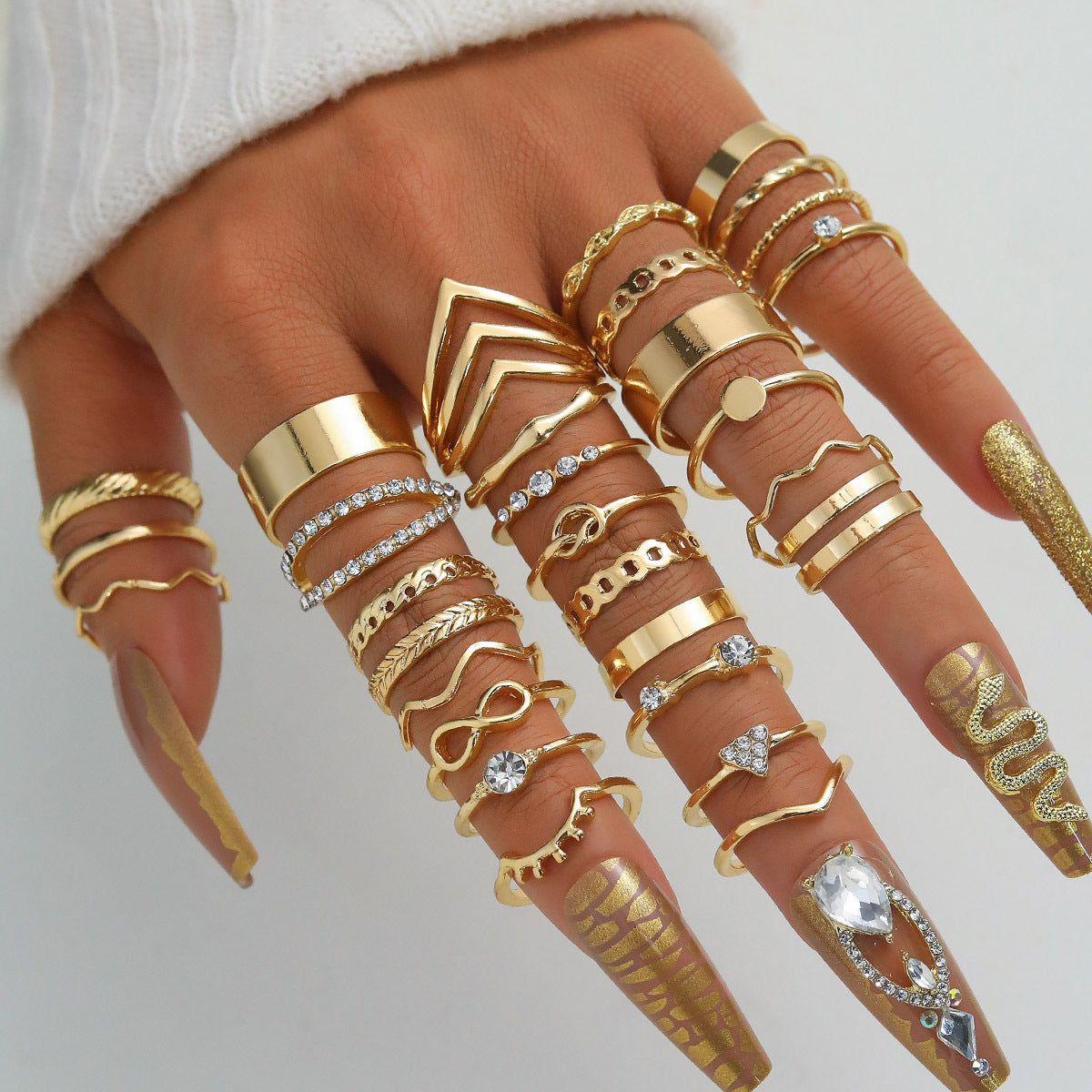 Ring Female Niche Senior Knuckle Ring 23 Pieces Suit - FASHIONKULTUR