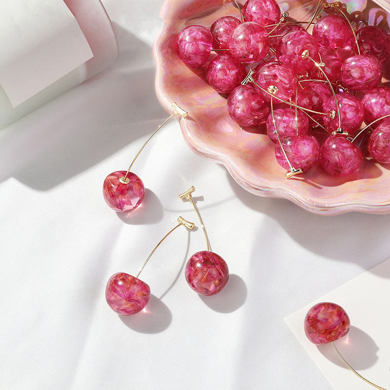 Cherry Long Dried Flower Earrings - FASHIONKULTUR