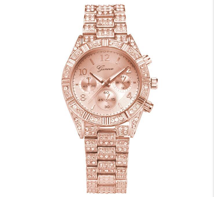 Women Crystal Quartz Analog Wrist Watch Fashion Stainless Steel Geneva Luxury Reloj Hombre Montre Femme Sport Watches - FASHIONKULTUR