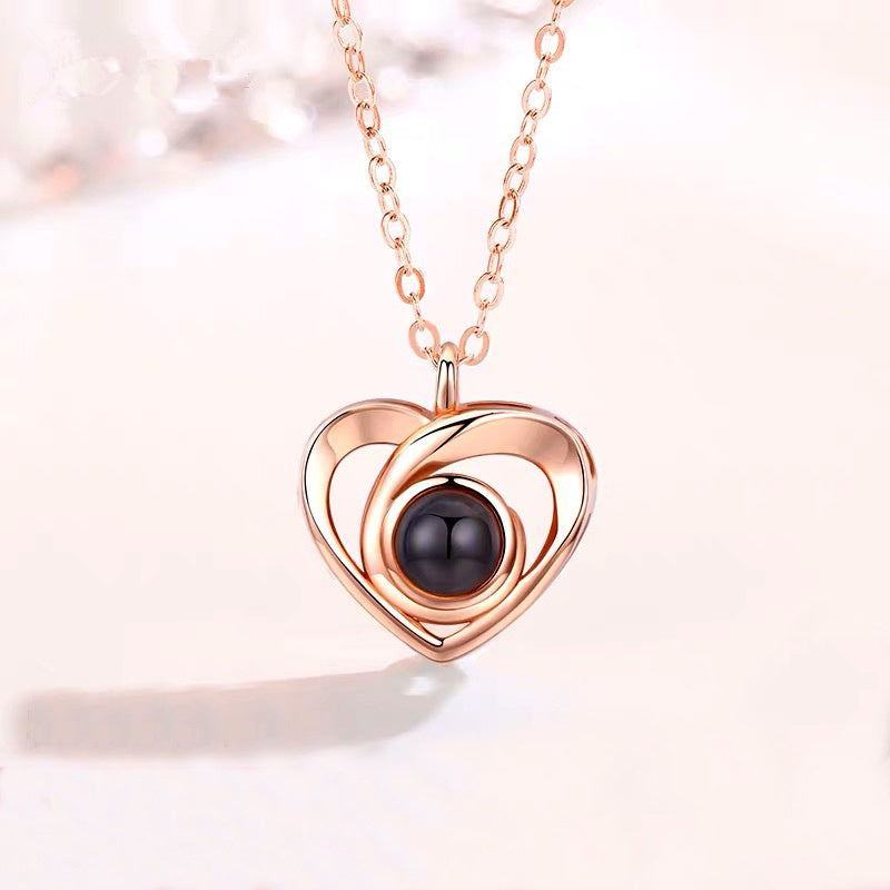 S925 Silver Romantic Photo Projection Necklace Heart Shaped Pendant Necklace - FASHIONKULTUR