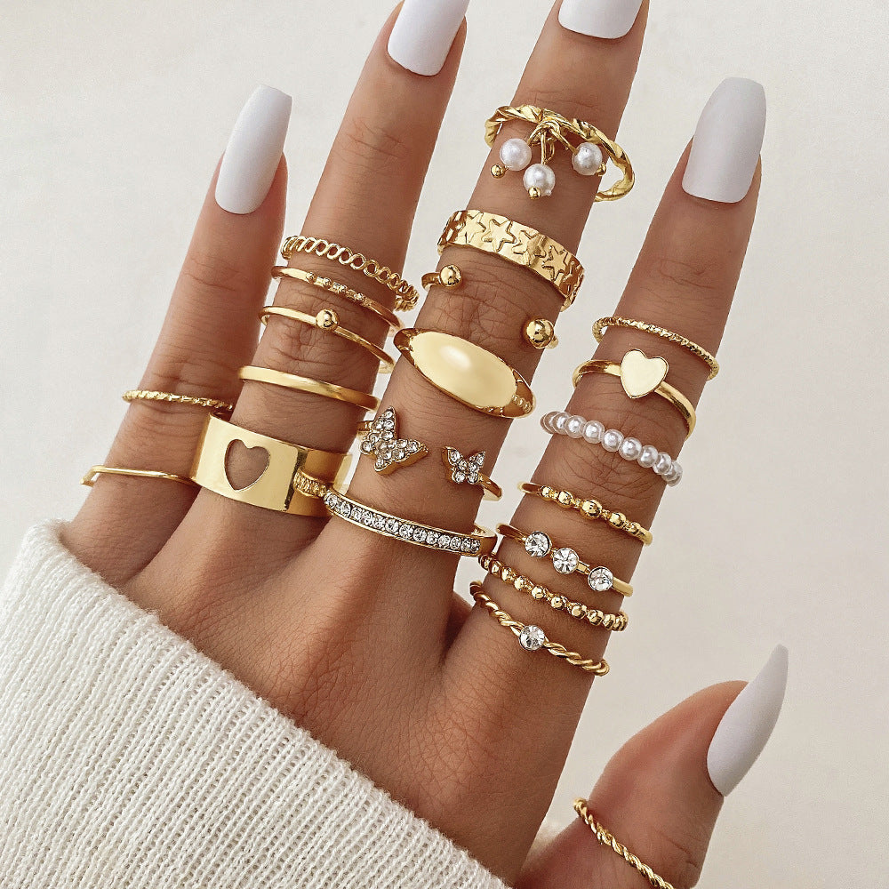 Ring Female Niche Senior Knuckle Ring 23 Pieces Suit - FASHIONKULTUR