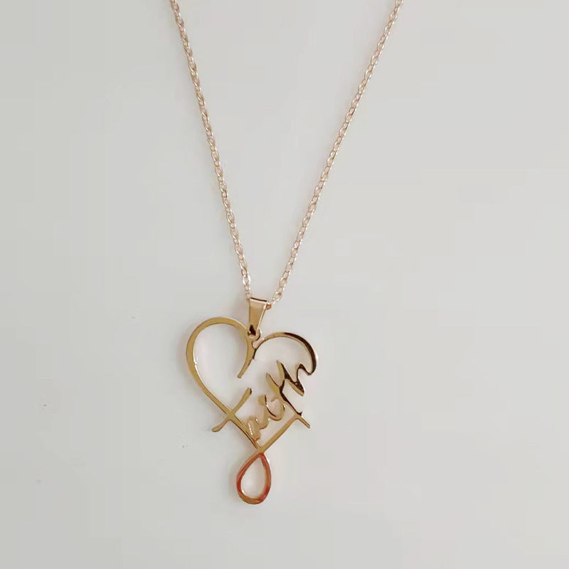 European And American Necklace Heart Of Faith Pendant - FASHIONKULTUR