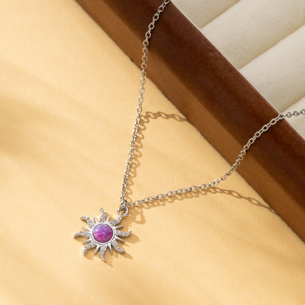 Zircon Necklace Vintage Ring Copper Inlaid - FASHIONKULTUR