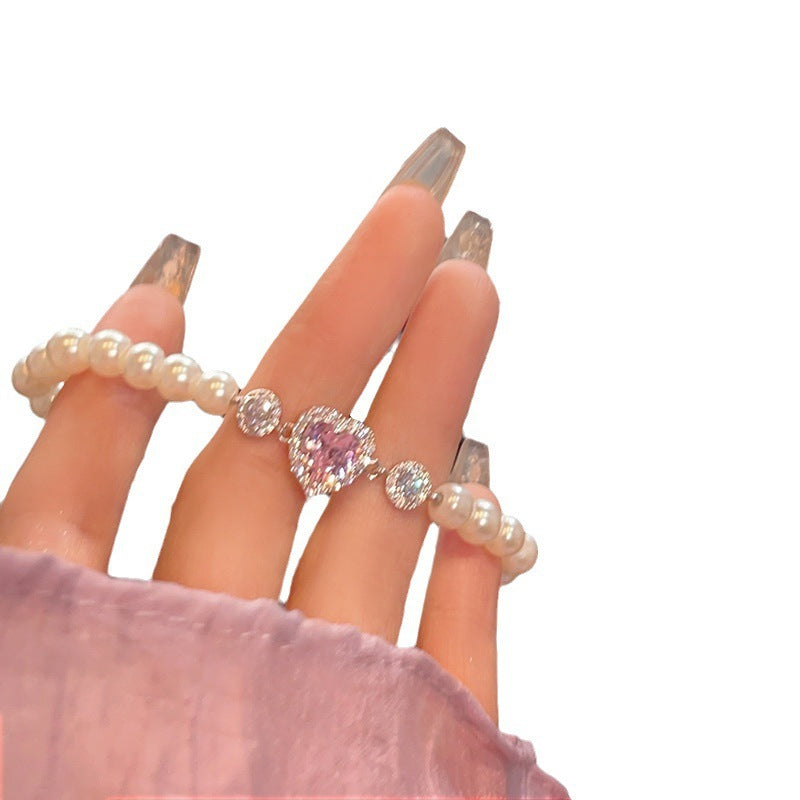 Heart-shaped Zircon Empress Heart-shaped Pearl Bracelet Fashion - FASHIONKULTUR