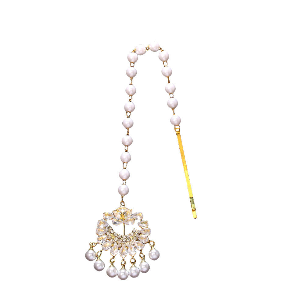 Pearl Forehead Diamond Headdress Ethnic Exotic Style Rhinestone Hair Chain - FASHIONKULTUR