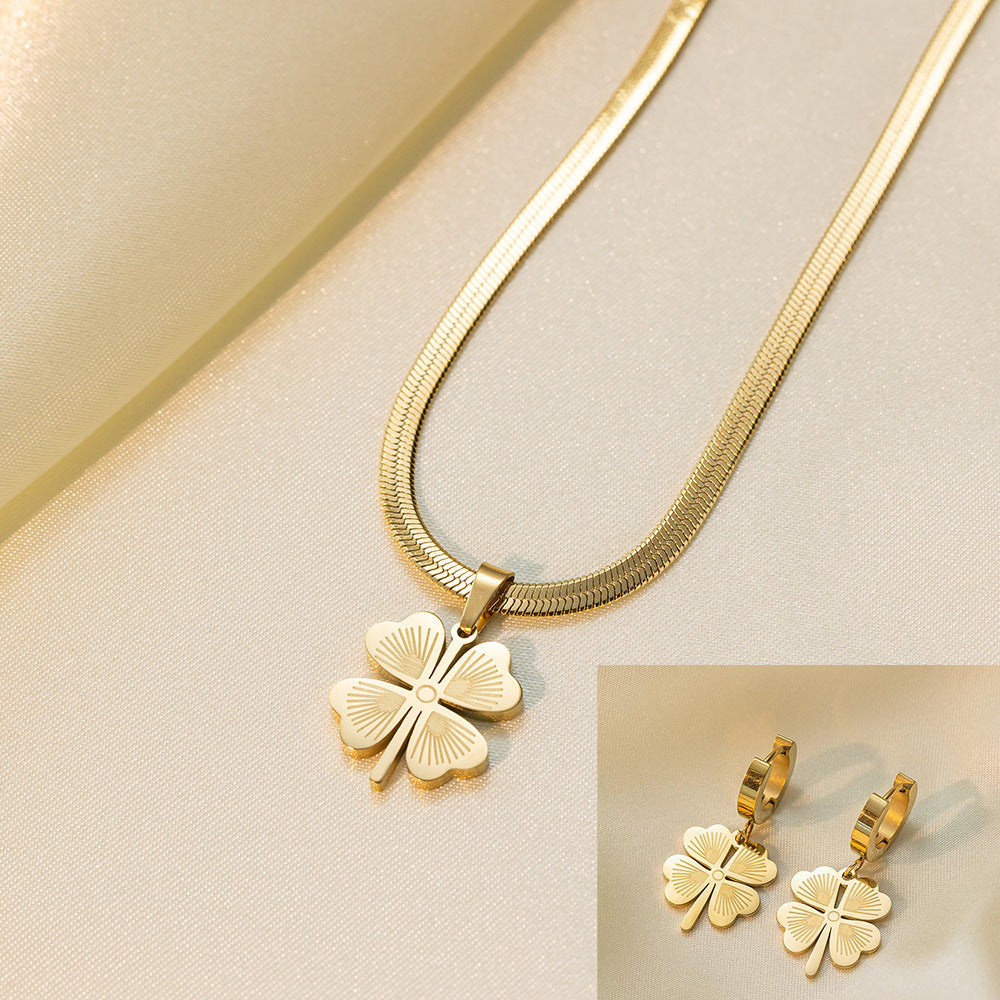 Stainless Steel Necklace Earrings Women's Jewelry Suit - FASHIONKULTUR