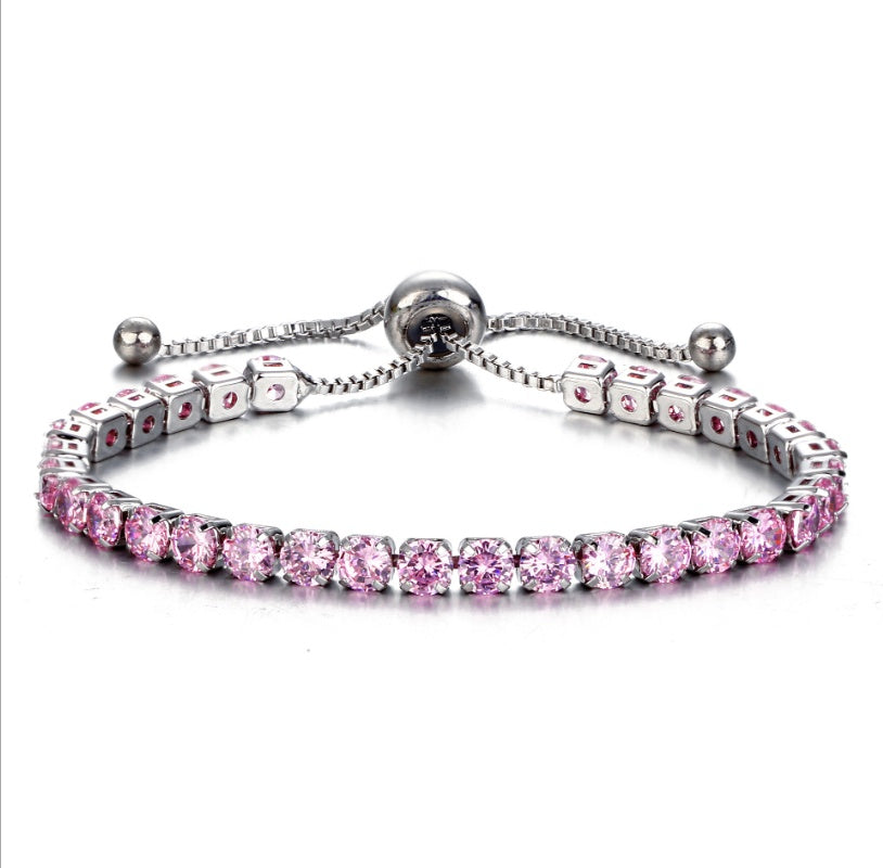 European and American cross-border exclusive jewelry inlaid crystal push-pull bracelet ladies gold full diamond single-row jewelry wholesale - FASHIONKULTUR