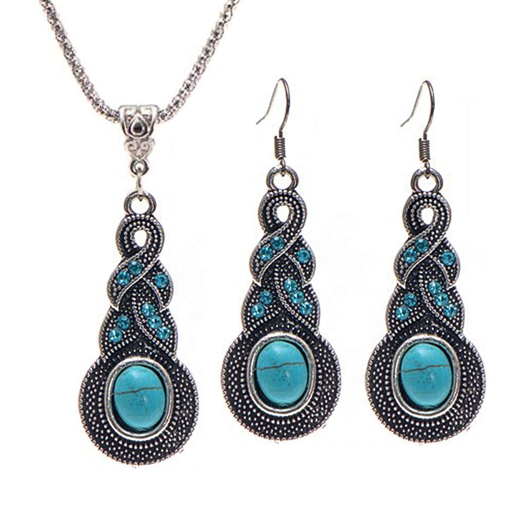 Turquoise necklace earrings - FASHIONKULTUR