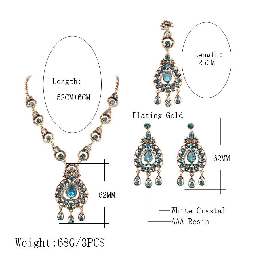 Vintage Indian Jewelry Necklace Earrings Eyebrow Pendant - FASHIONKULTUR