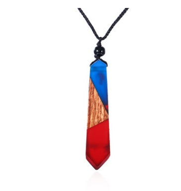 Vintage wood resin necklace pendant - FASHIONKULTUR
