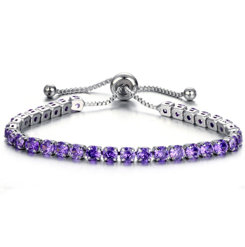 European and American cross-border exclusive jewelry inlaid crystal push-pull bracelet ladies gold full diamond single-row jewelry wholesale - FASHIONKULTUR