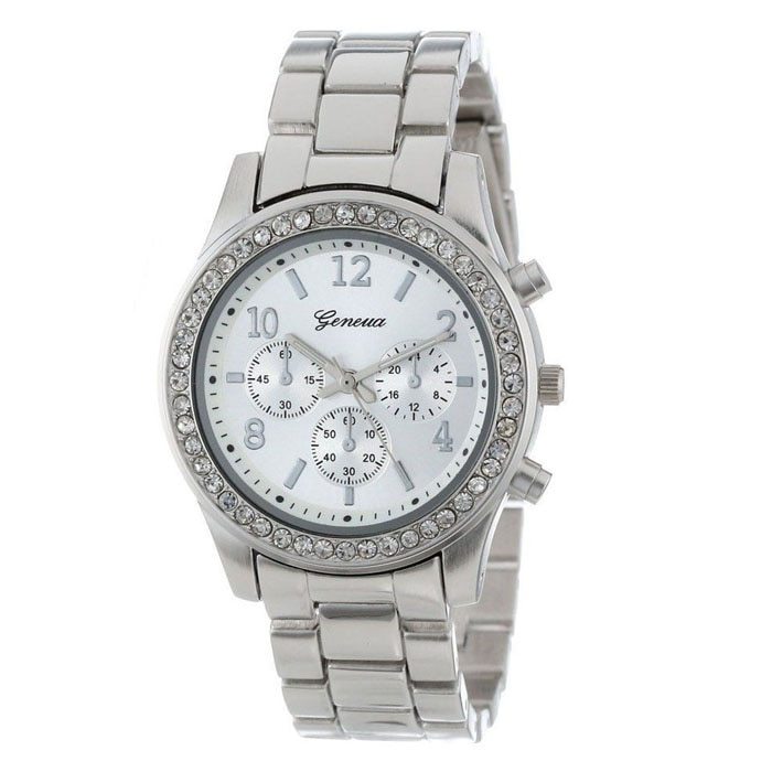 Diamond bracelet watch stainless steel belt watch Geneva alloy watch - FASHIONKULTUR