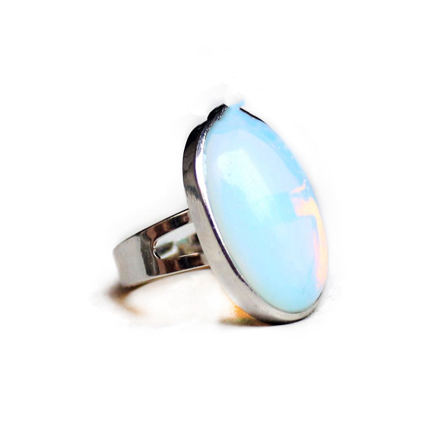 Couple men and women crystal egg oval ring - FASHIONKULTUR