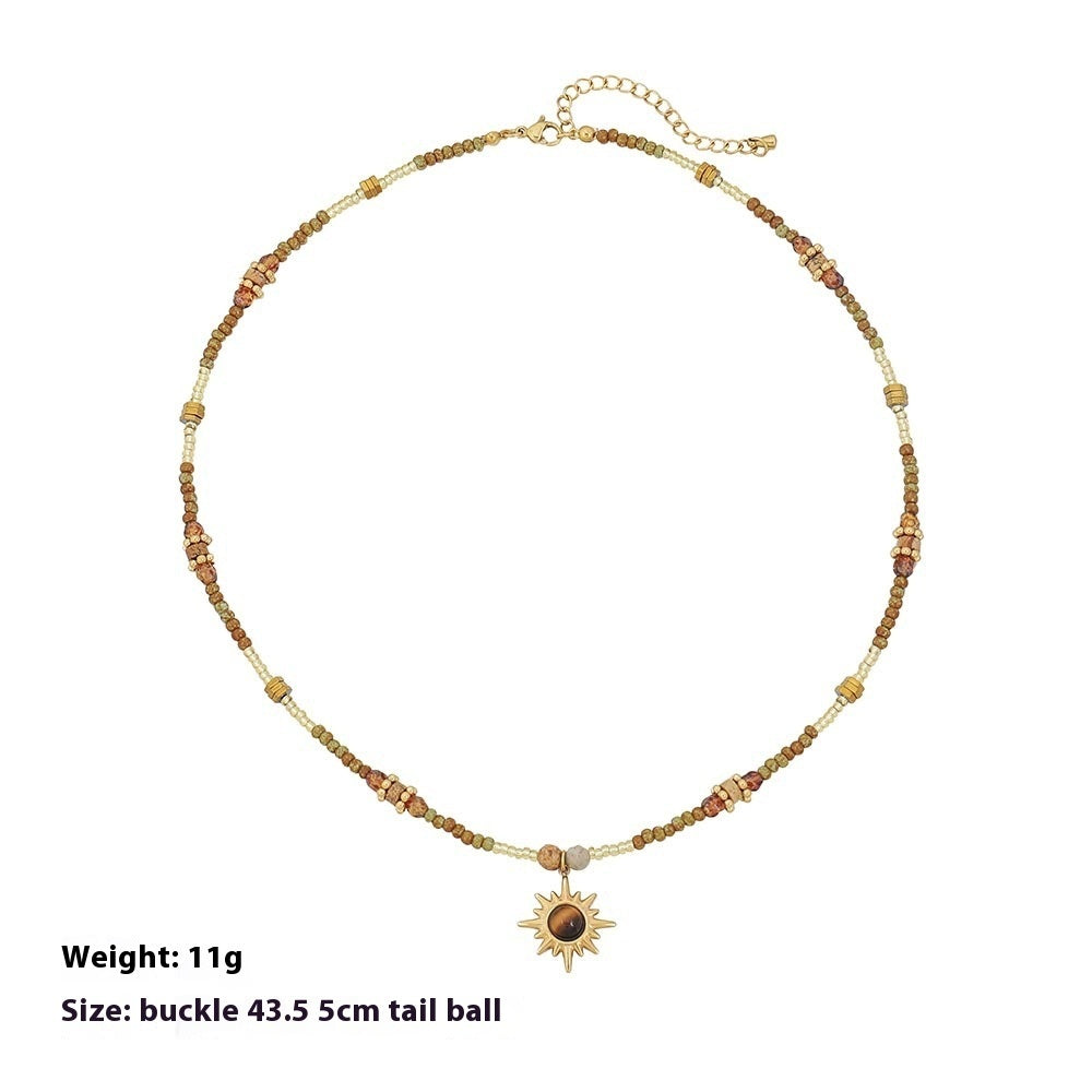 Retro Style Tigereye Czech Beads Beaded Necklace Bracelet - FASHIONKULTUR