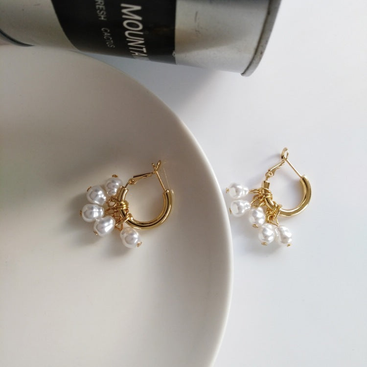 Pearl tassel earrings simple earrings - FASHIONKULTUR