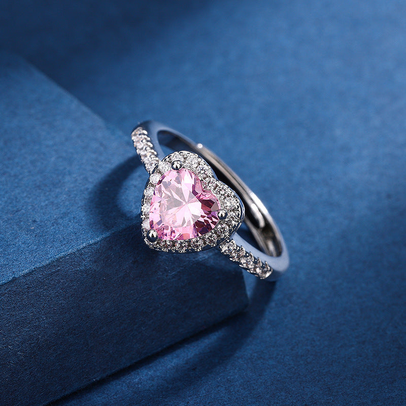 Fashion Jewelry Micro-encrusted Zircon Diamond Love Peach Heart Ring Female Luxury High-end Marriage Niche Temperament Hand Jewelry - FASHIONKULTUR