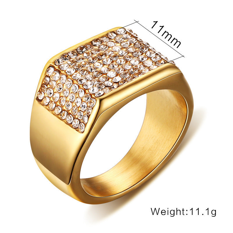 Titanium steel diamond men's ring - FASHIONKULTUR