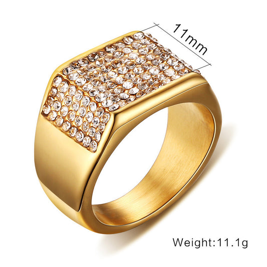 Titanium steel diamond men's ring - FASHIONKULTUR
