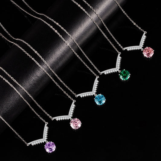 Octagonal Millennium Rose Cut Necklace High Carbon Diamond - FASHIONKULTUR