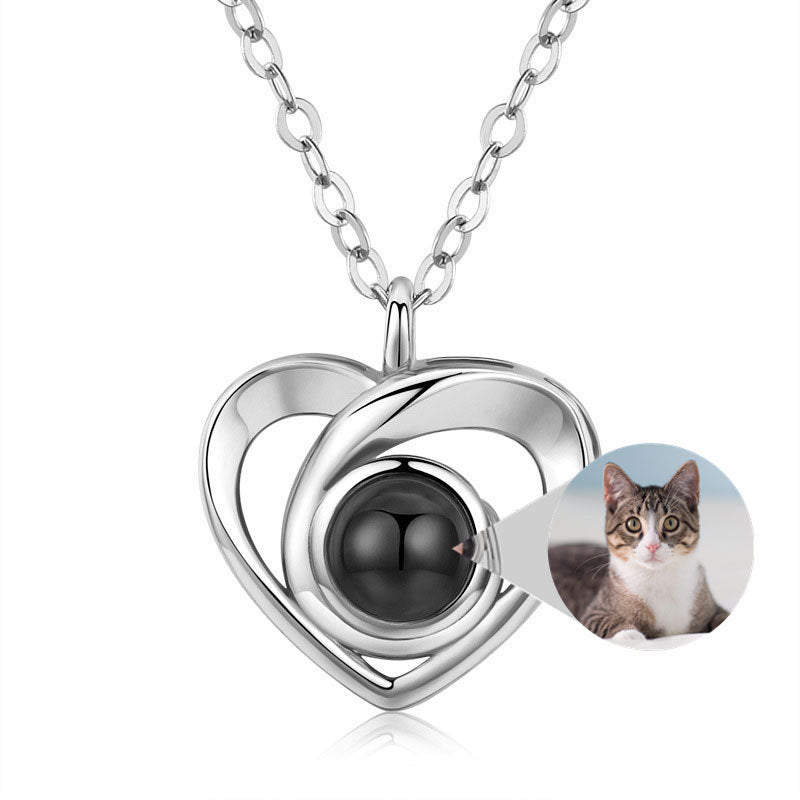 S925 Silver Romantic Photo Projection Necklace Heart Shaped Pendant Necklace - FASHIONKULTUR