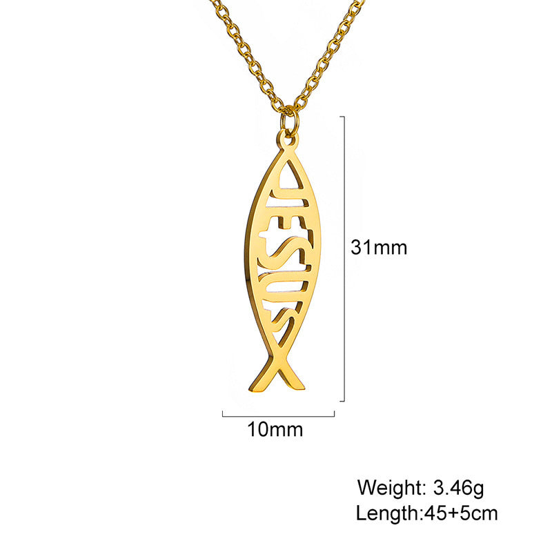 Cross Female Men's Stainless Steel Pendant Necklace - FASHIONKULTUR