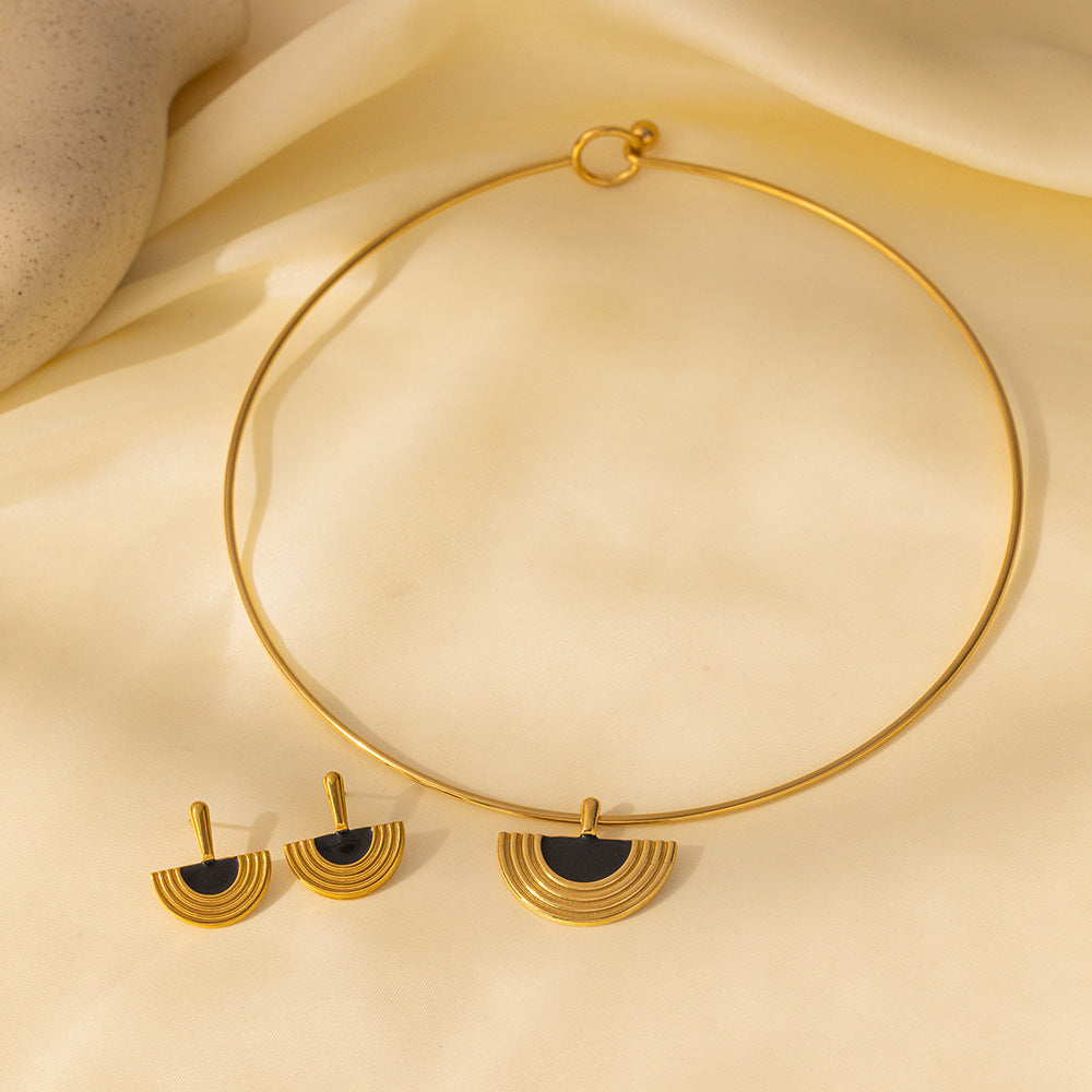 Stainless Steel Necklace Earrings Women's Jewelry Suit - FASHIONKULTUR