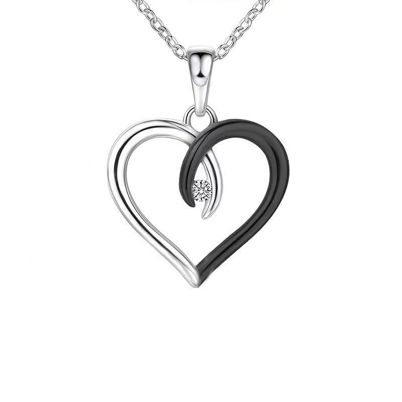 Silver Peach Heart Pendant Necklace Fashion Women - FASHIONKULTUR