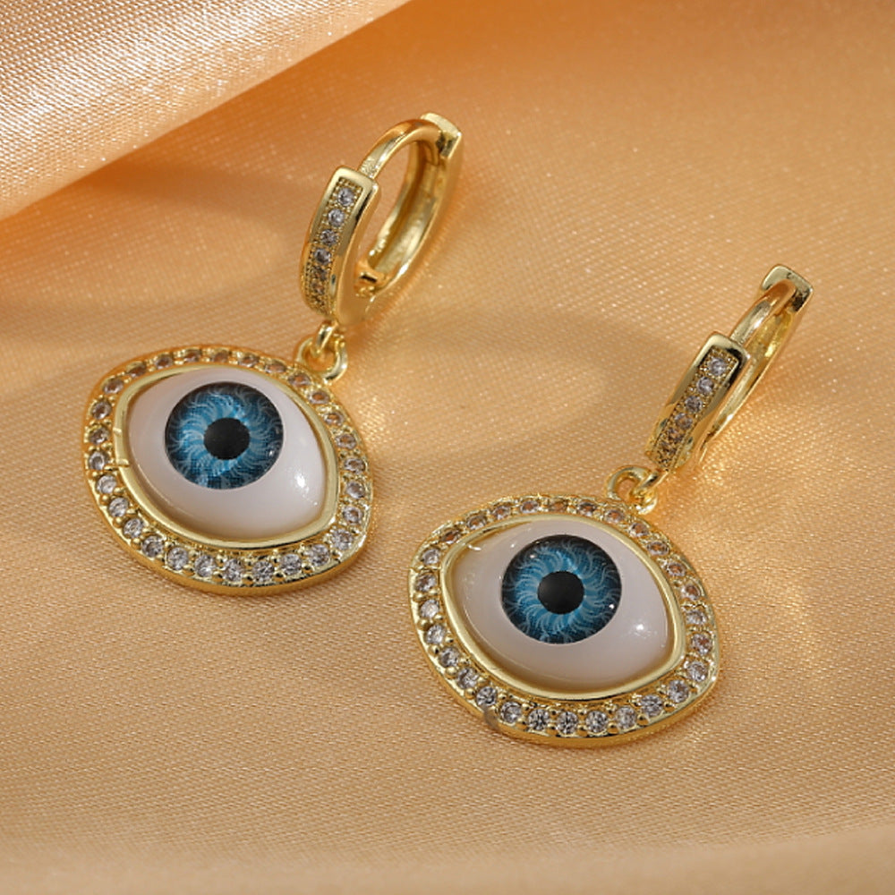 Personalized Blue Eye Color Preserving Bronze Micro Set Earrings - FASHIONKULTUR