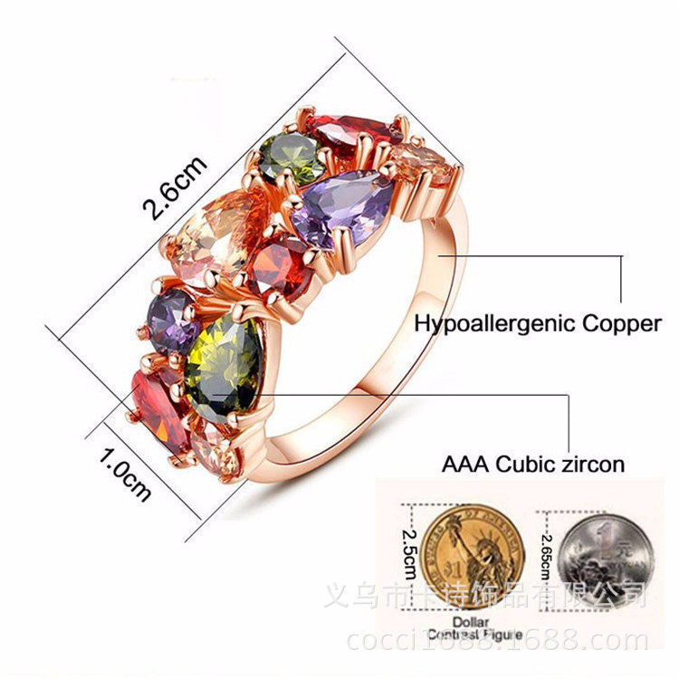 Shiny Zircon Hypoallergenic Necklace Earrings Ring Set - FASHIONKULTUR