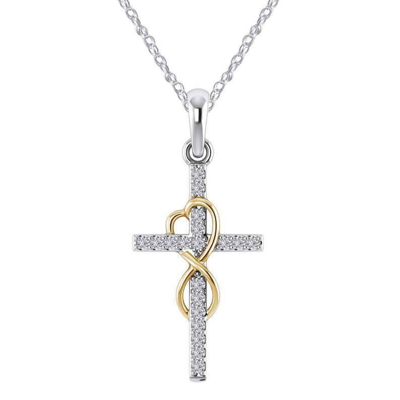 Alloy Pendant With Diamond And Eight-character Cross Necklace - FASHIONKULTUR