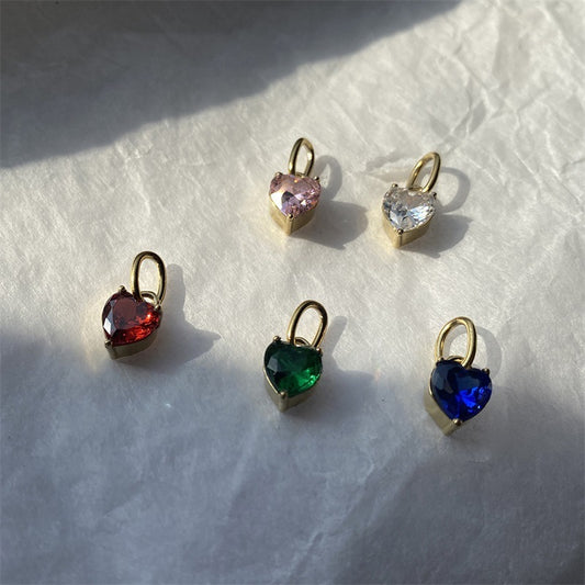 Stainless Steel Heart-shaped Zircon Pendant Diy Ornament Accessories - FASHIONKULTUR