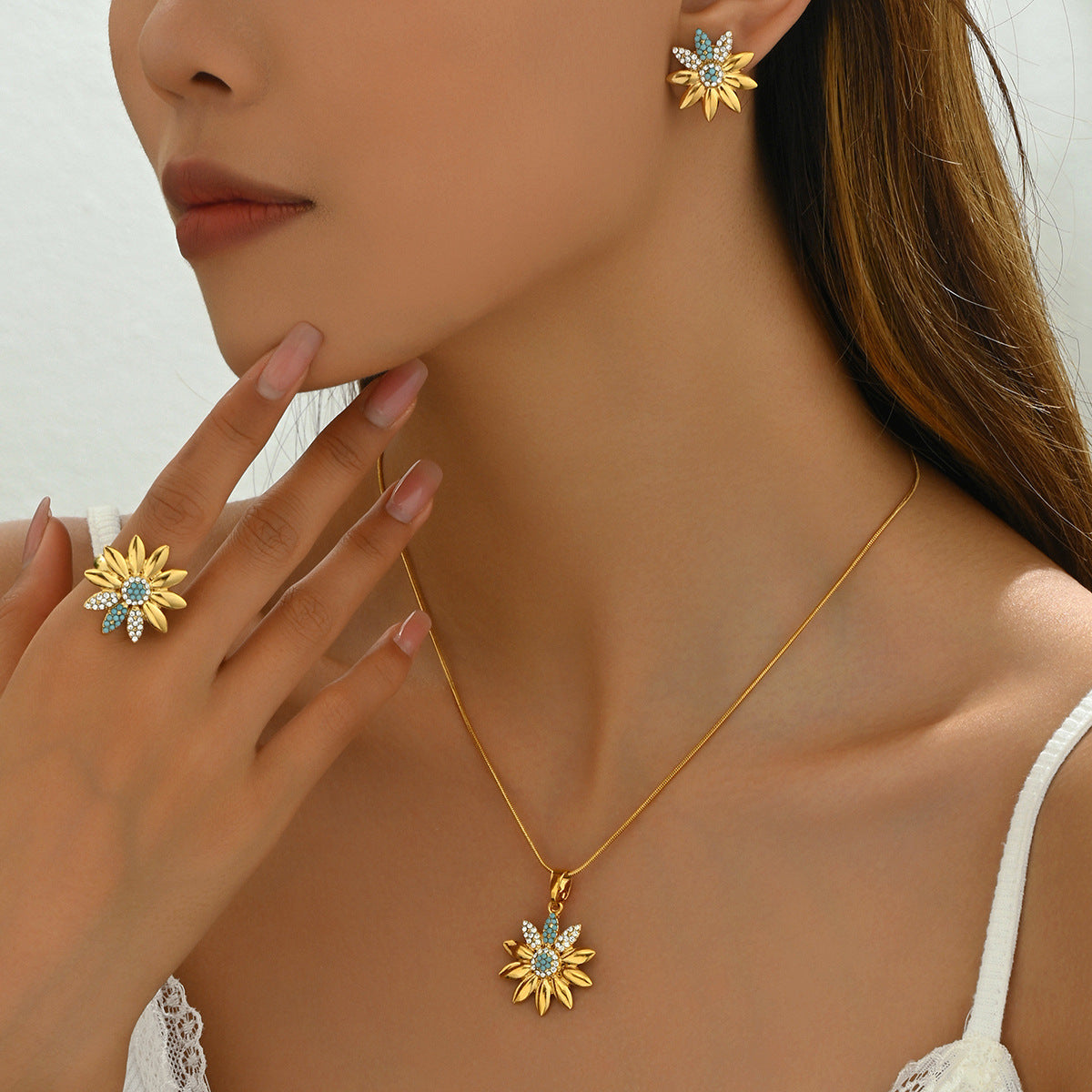 Women's Simple Fashion Diamond Necklace Suit - FASHIONKULTUR